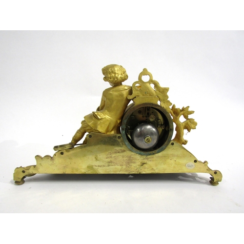 8064 - A 19th Century French gilt metal mantel clock by A. Brocot & Delettrez of Paris, ornate floral and s... 