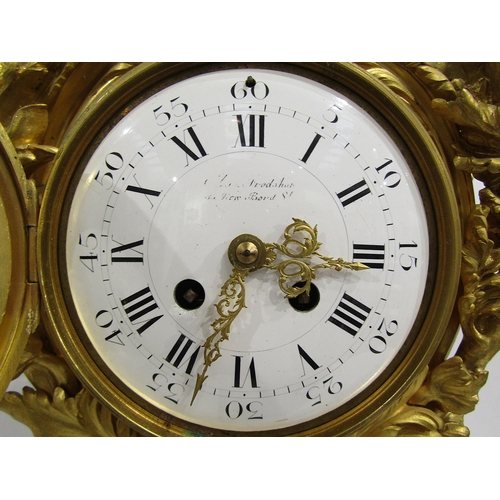 8042 - A large Rococo Louis XV style ormolu/gilt metal mantel clock, ornate design with central green man a... 