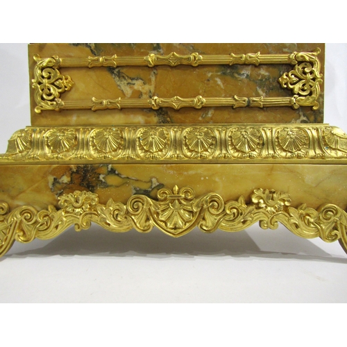 8040 - A large 19th Century ormolu/gilt metal and Siena marble mantel clock, the ornate layered base surmou... 