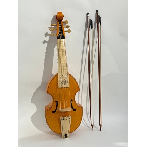 5073 - An David Miles viol, treble, Baroque style, standard pitch, cased with Dorfler and Walter Mettal bow... 