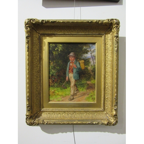 6030 - William III Bromley (act 1835-1888) 'Whistling through the woods' Oil on canvas . Patch to the back ... 