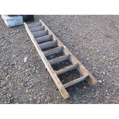 3228 - A timber 9 tread barn ladder