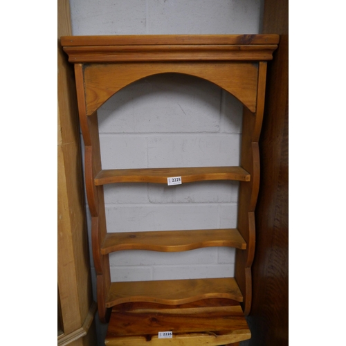 1560 - A Victorian style stripped pine wall shelf, 90cm tall x 51cm wide x 15cm deep