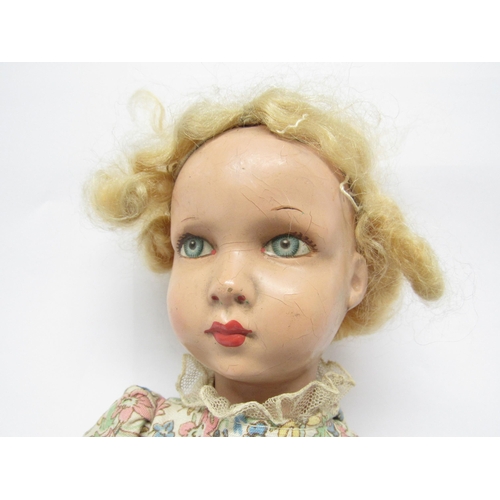 1266 - A Deans Rag Book doll c.1930, the composition head with blonde mohair wig, detailed hand painted eye... 