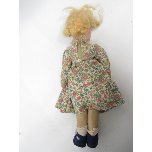 1266 - A Deans Rag Book doll c.1930, the composition head with blonde mohair wig, detailed hand painted eye... 