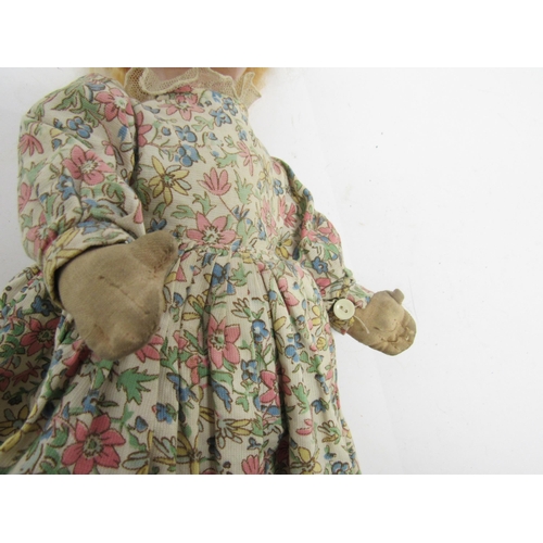 1266 - A Deans Rag Book doll c.1930, the composition head with blonde mohair wig, detailed hand painted eye... 