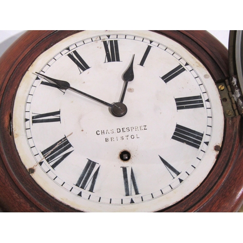 8022 - An early 20th Century mahogany cased dial clock by Charles Deprez of Bristol, German movement, 7.5''... 