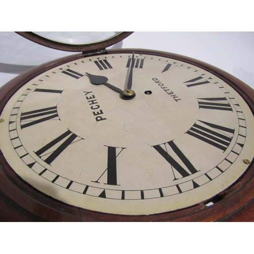 8024 - A Victorian English fusee dial clock by Pechey of Thetford, Roman numerated, 12'' dial, mahogany cas... 