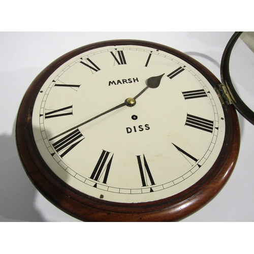 8025 - A wall hanging dial clock by Marsh of Diss, with single fusee movement, 12