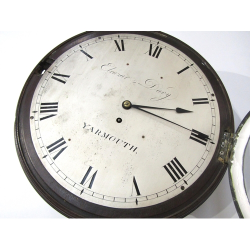 8026 - A mahogany cased wall hanging dial clock by Eleazar Davy of Yarmouth, with a 12