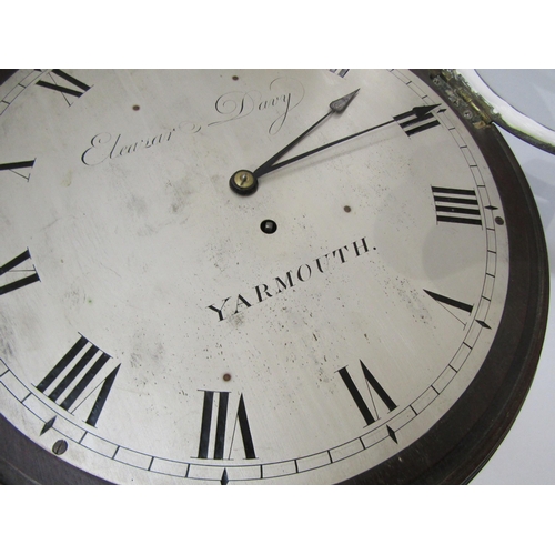 8026 - A mahogany cased wall hanging dial clock by Eleazar Davy of Yarmouth, with a 12