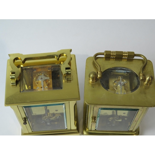 8107 - Two brass cased carriage timepieces, one with movement stamped with Duverdrey & Bloquel lion mark an... 