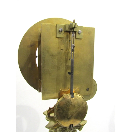 8030 - A brass column form skeleton clock, with Roman numeral chapter ring on a single fusee movement, with... 