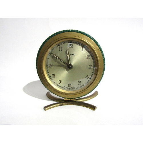 8114 - An Art Deco style French Bayard desk clock, with silvered Arabic numeral dial with centre seconds,