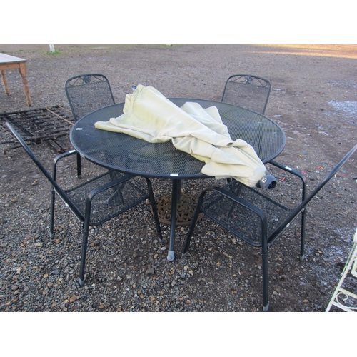 3238 - A Kettler mesh garden table with four chairs and a parasol