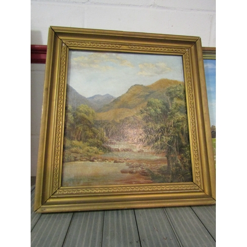 1233 - J.WHITTALL: An oil on board of Church ruins by lakeside with mountains to background, signed lower r... 