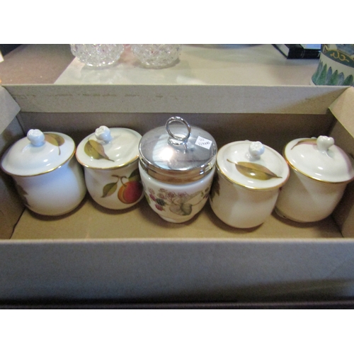 1246 - A set of six Evesham chocolate cups and covers and three Royal Worcester egg coddlers (9)