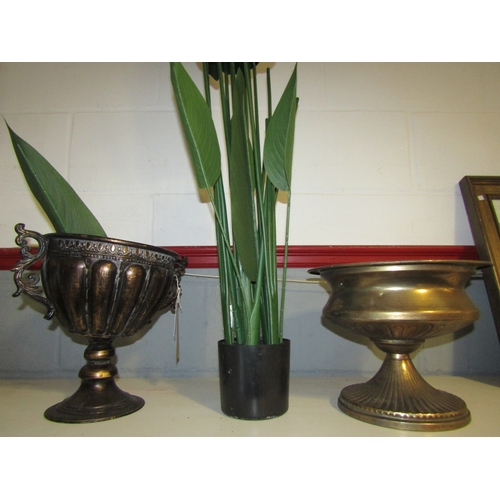 1256 - A modern French style metal twin handled urn and a similar planter etc (3)