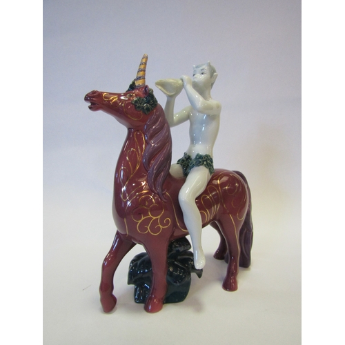 1259 - A limited edition Lladro figure, fawn riding a unicorn no 98/500, 29.5cm high