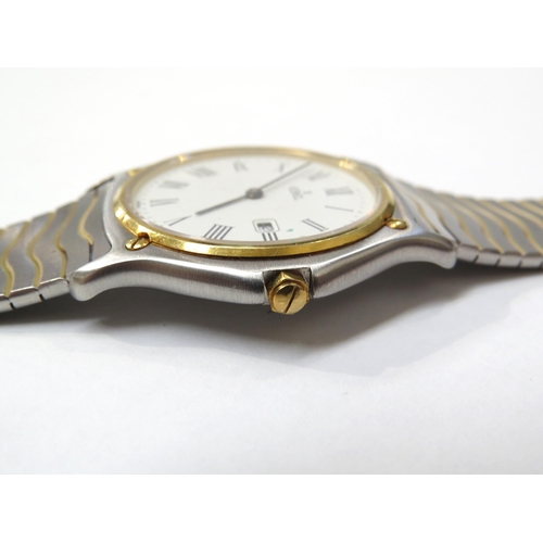 8159 - An Ebel Sport Classic wave bi-metal wristwatch, the steel strap with gilt detailing, white Roman num... 