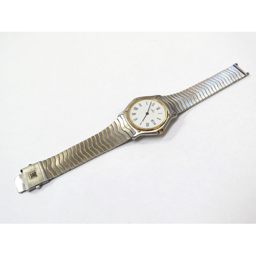 8159 - An Ebel Sport Classic wave bi-metal wristwatch, the steel strap with gilt detailing, white Roman num... 