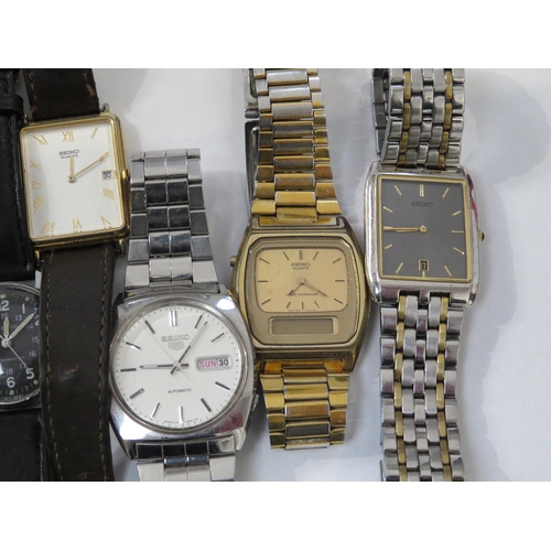 8163 - A quantity of wristwatches including a Seiko 5, Ingersoll, Kered, various other Seiko watches, etc. ... 