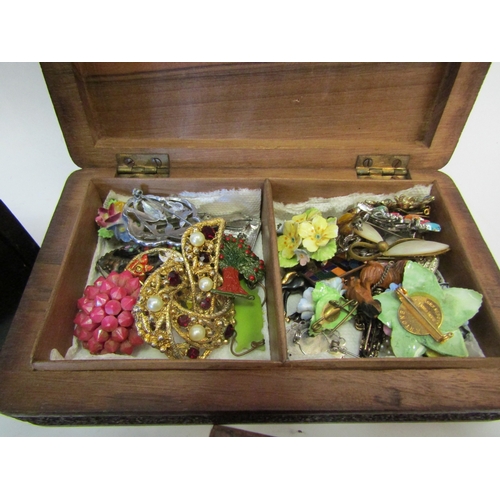 1302 - Three decorative boxes containing costume jewellery and similar novelties together with two Japanese... 