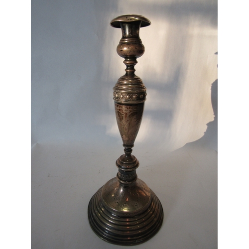 1357 - A pair of Continental white metal candlesticks, 34cm tall