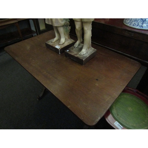 1046 - A William IV mahogany occasional table, round cornered rectangular top, fluted turned supports, 71cm... 