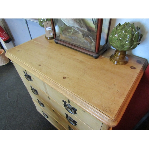 1097 - A pine chest of two short over three long drawers, Art Nouveau handles, 107cm tall x 93cm wide x 50c... 