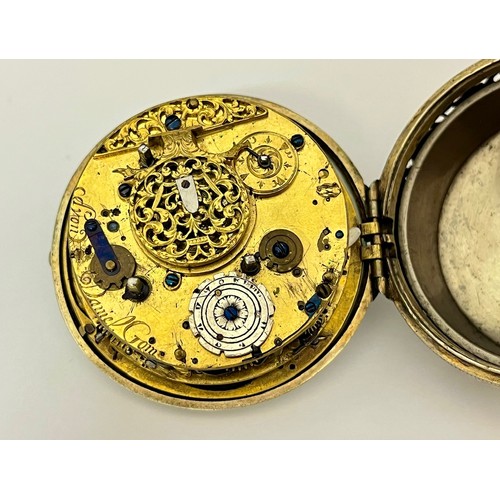 5269 - DANIEL GOM OF LYON: A mid 17th Century exceptionally large pair cased striking alarm coach watch, th... 