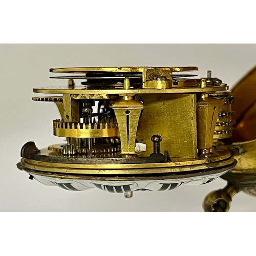 5219 - ANDRE HORY A PARIS: An early 18th Century French oignon pocket watch, double hinged gilt metal case.... 