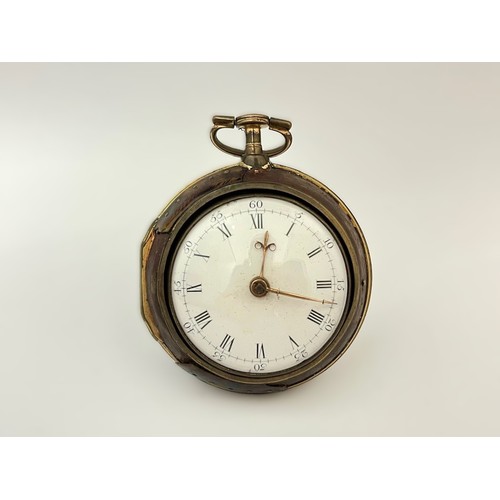 5232 - MATTHEW READ OF AYLSHAM: An 18th Century Piqué work pair cased pocket watch with pictorial sporting ... 