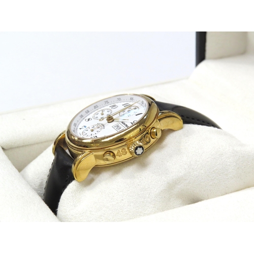 8189 - MONTBLANC: A gold plated stainless steel cased Montblanc ‘Meisterstuck 4810' ref. 7001 chronograph w... 