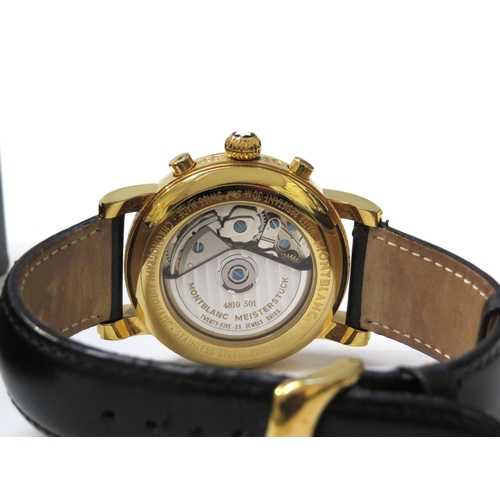 8189 - MONTBLANC: A gold plated stainless steel cased Montblanc ‘Meisterstuck 4810' ref. 7001 chronograph w... 