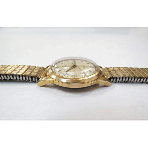 8181 - A gold plated Delano 21 Jewels Incabloc gentleman's wristwatch, on expanding strap (a/f), Arabic num... 