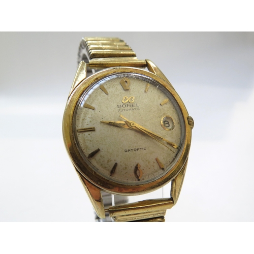 8172 - A circa 1960s gentleman's gold plated Borel Datopic wristwatch, with automatic movement, the champag... 