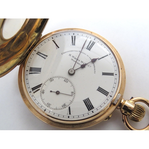 8135 - A 'H White Manufacturing Co. of Manchester' 12ct gold cased half hunter pocket watch, white Roman di... 