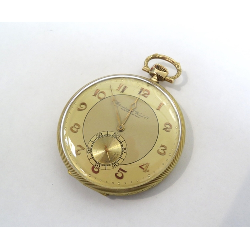 8134 - An early 20th Century IWC (International Watch Company) Schaffhausen 14ct gold cased open faced pock... 