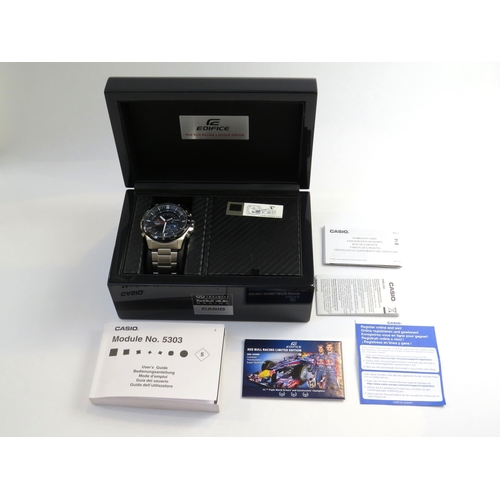 8191 - A limited edition Red Bull Racing Edifice Casio stainless steel cased gentleman's wristwatch, the ca... 