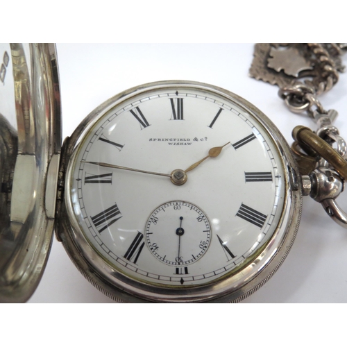 8121 - A circa 1902 silver cased full hunter pocket watch, with enamel Roman dial with spade hands and subs... 