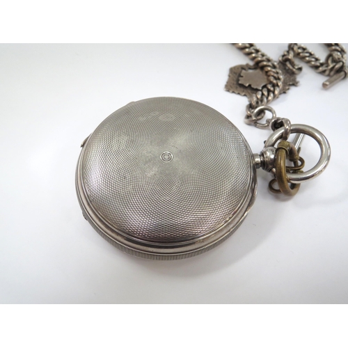 8121 - A circa 1902 silver cased full hunter pocket watch, with enamel Roman dial with spade hands and subs... 