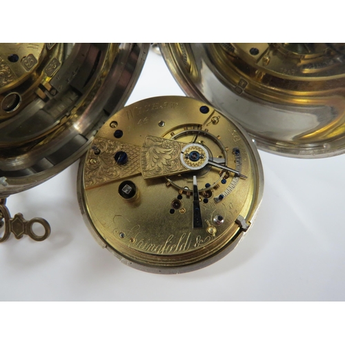 8121 - A circa 1902 silver cased full hunter pocket watch, with enamel Roman dial with spade hands and subs... 