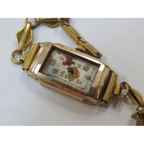 8183 - Two 9ct gold cased ladies wristwatches, one a 9ct gold cased Art deco ladies wristwatch, on a rolled... 