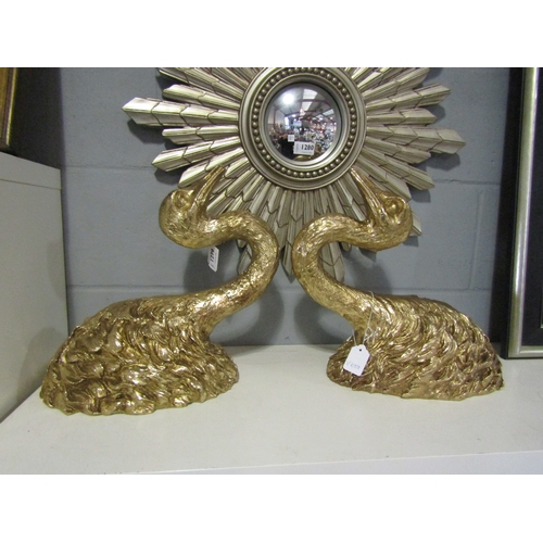 1279 - A pair of resin gilded wall plaques as ostriches