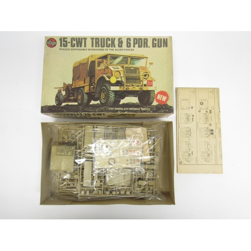 5077 - Three Airfix military vehicle plastic model kits to include 1:35 scale 08367-4 15-CWT Truck & 6 Pdr ... 