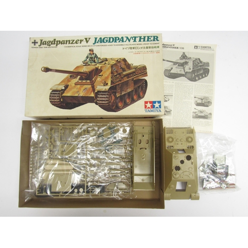 5075 - Three Tamiya 1:35 scale military vehicle plastic model kits to include Jagdpanzer V German Army Tank... 