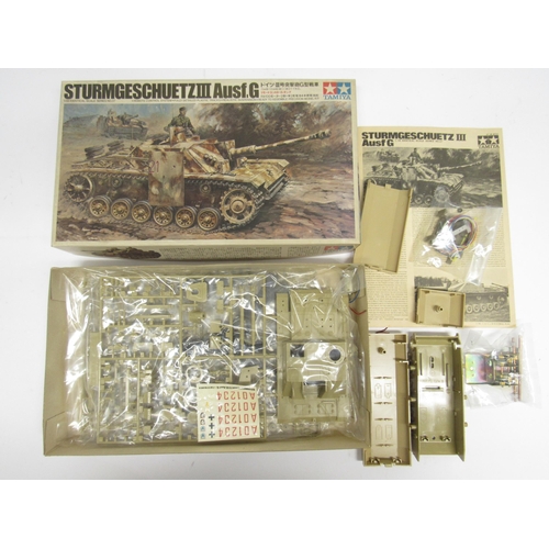 5075 - Three Tamiya 1:35 scale military vehicle plastic model kits to include Jagdpanzer V German Army Tank... 