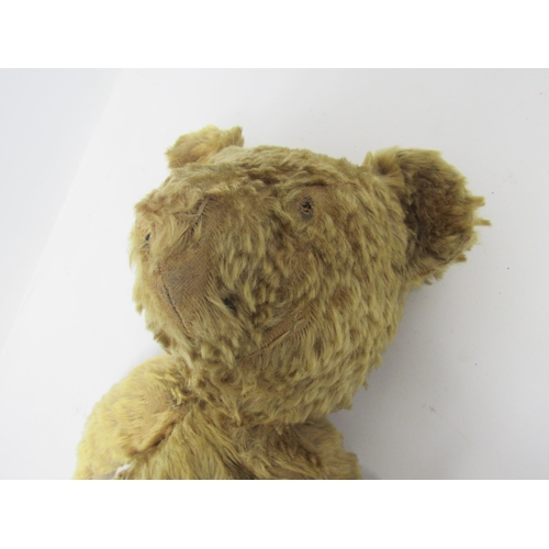 5047 - A careworn mid 20th Century golden mohair jointed teddy bear for restoration, 64cm tall. Together wi... 