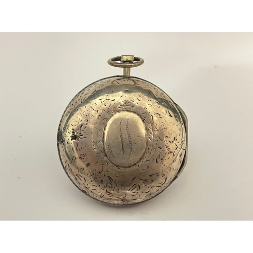 5233 - An 18th Century shagreen and Piqué work triple cased pocket watch, enamelled Roman dial with steel h... 